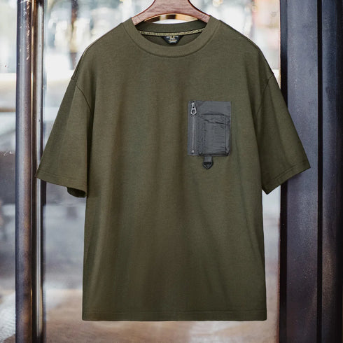 Men’s Vintage Green Pocket Tee – Heavyweight Cotton Summer T-Shirt
